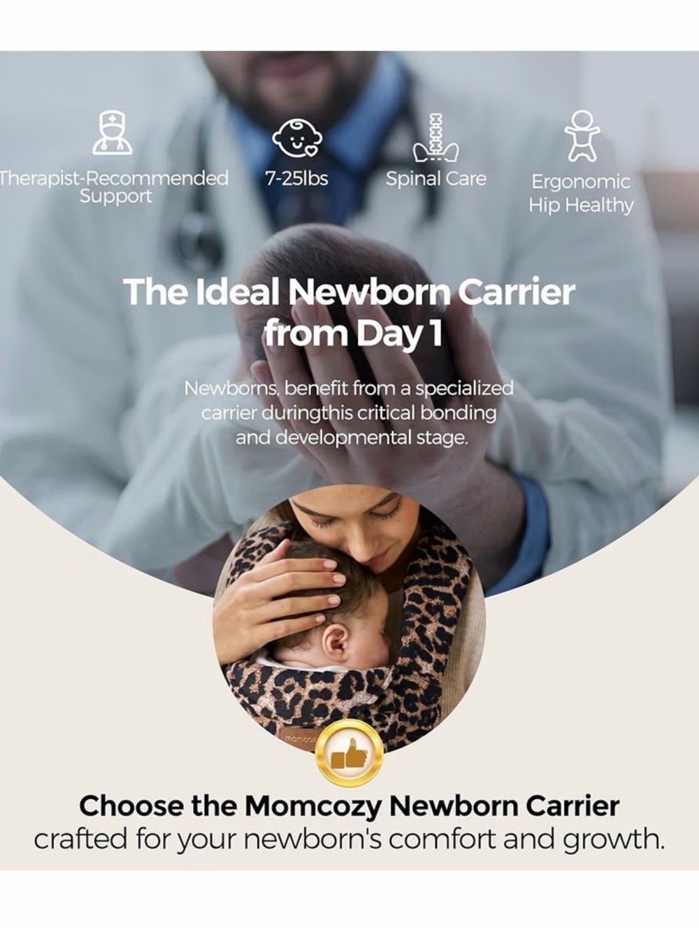Momcozy Newborn WeeSnug- Lightweight and Cozy Comfort for 7-25 lbs - Picture 2 of 8